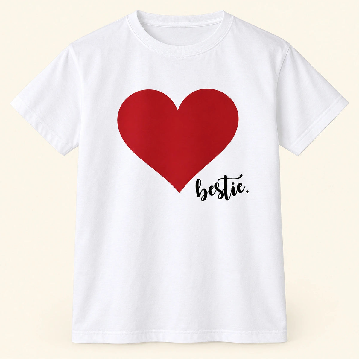 Weißes T-Shirt – Rotes Herz und bestie.