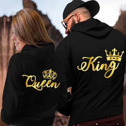king And Queen Hoodies Gold