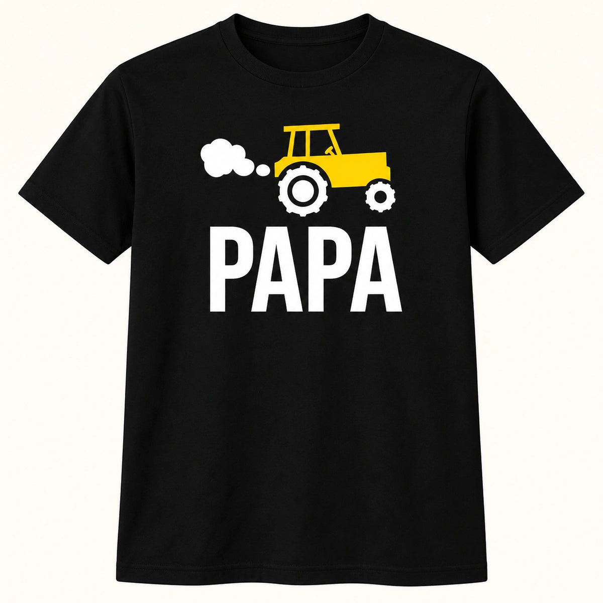 Schwarzes T-Shirt – PAPA mit gelbem Traktor