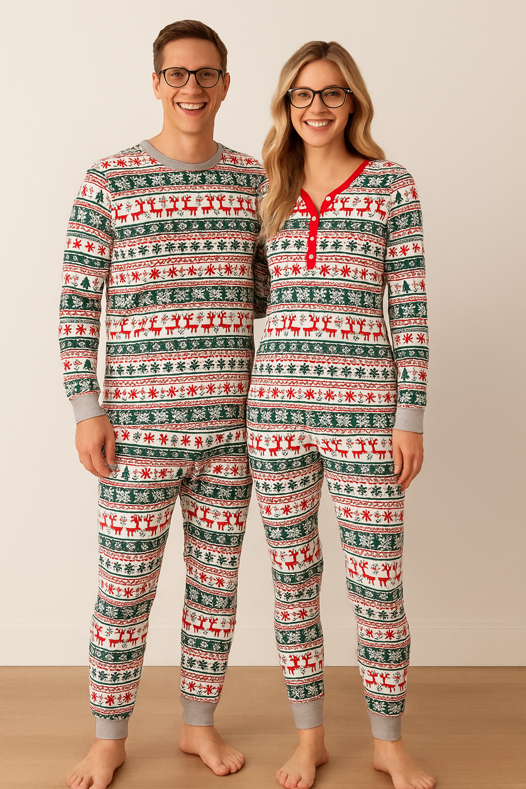 partner matching christmas pyjamas