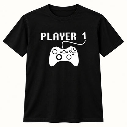Schwarzes T-Shirt – Player 1