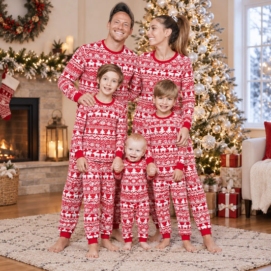 100 Cotton Matching Family Christmas Pajamas