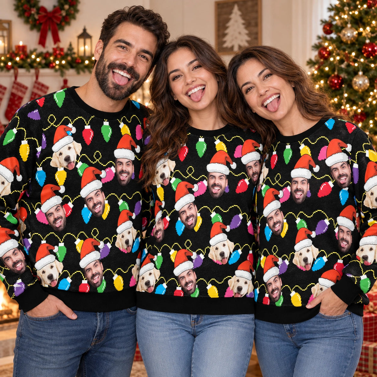 Weihnachtspullover Familie Led