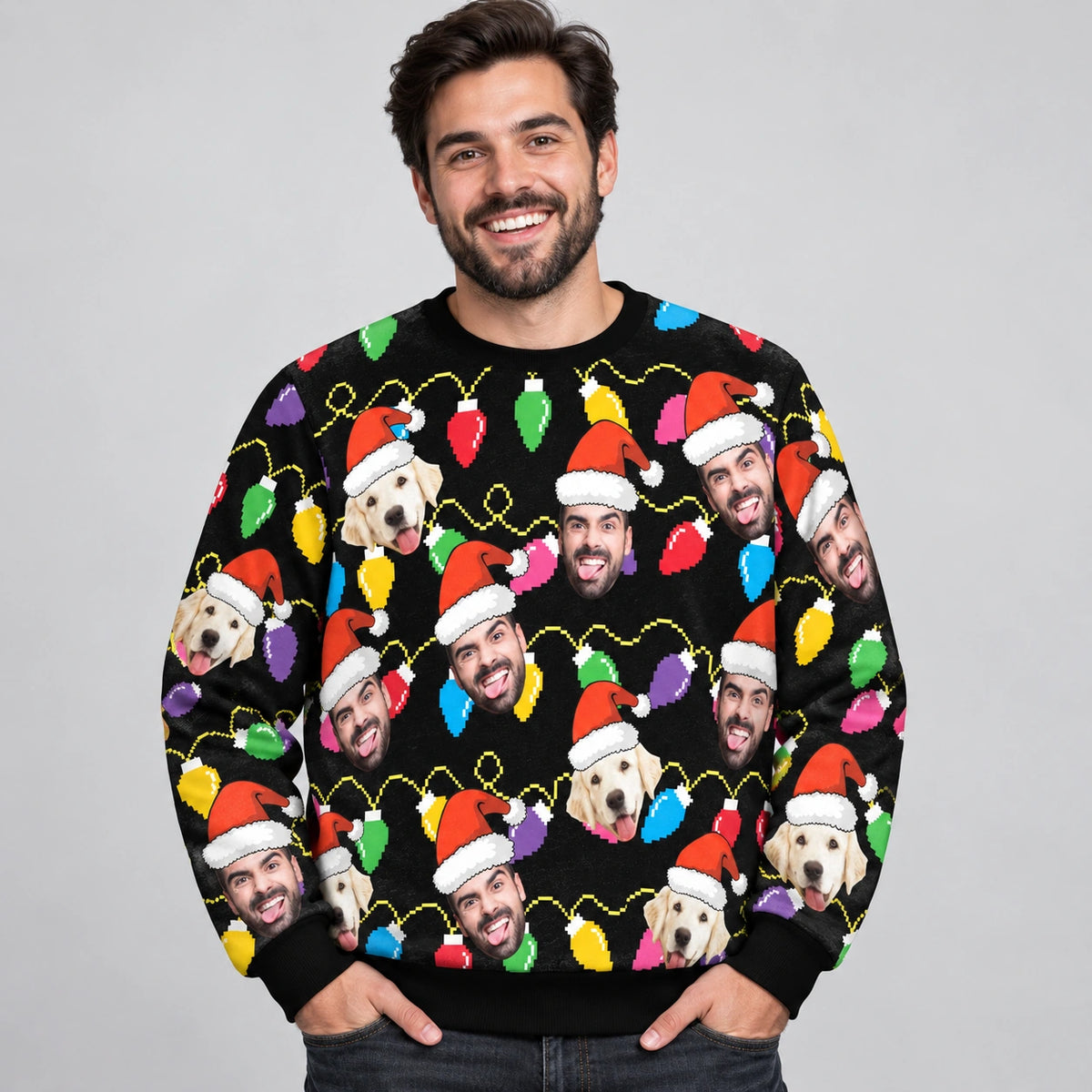 Weihnachtspullover Familie Led