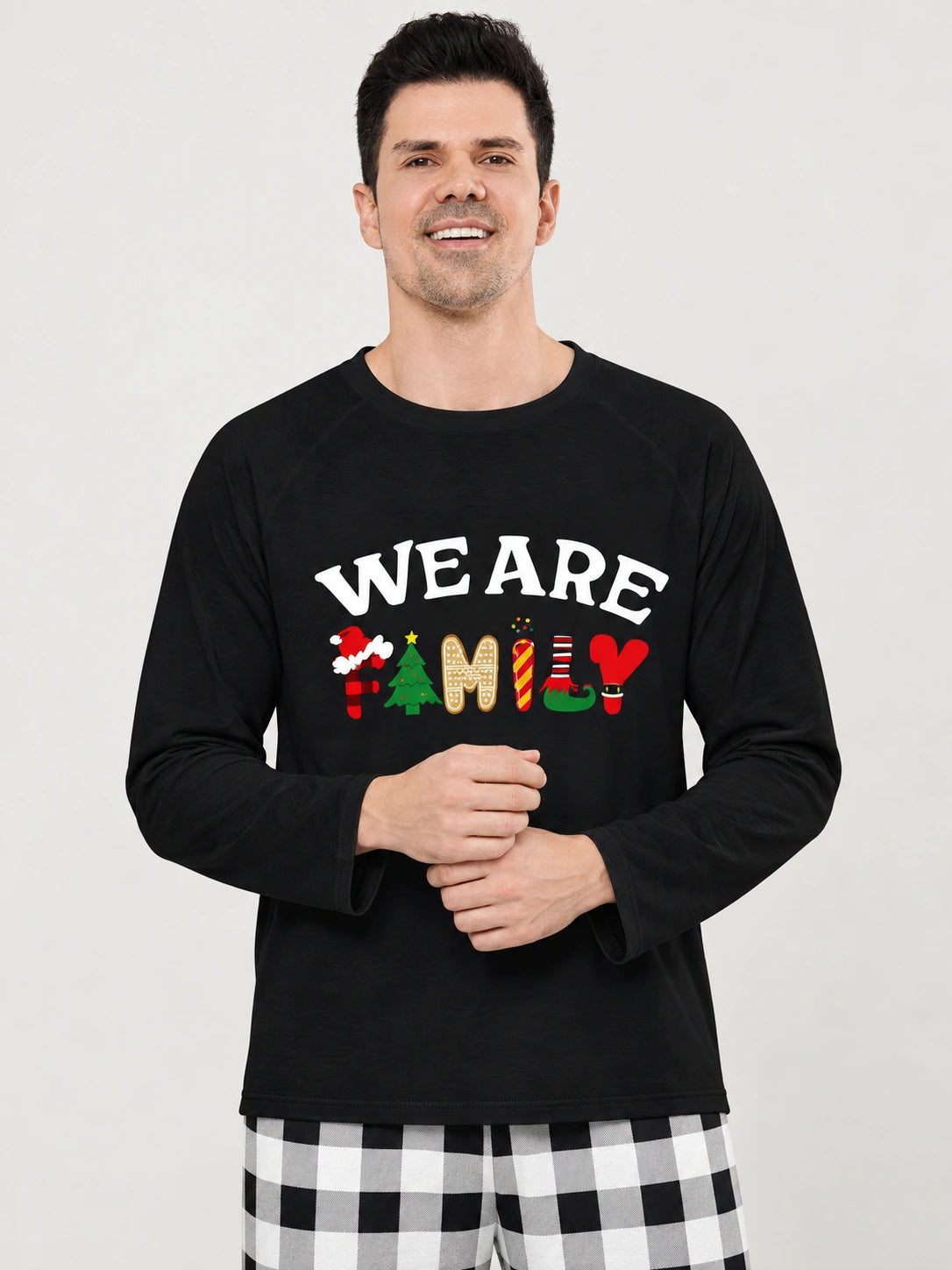 Family Christmas Pajamas Black And White