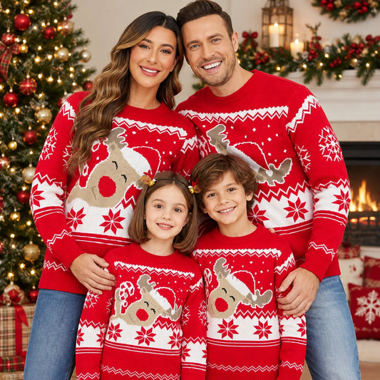 Rentier Weihnachtspullover Familie